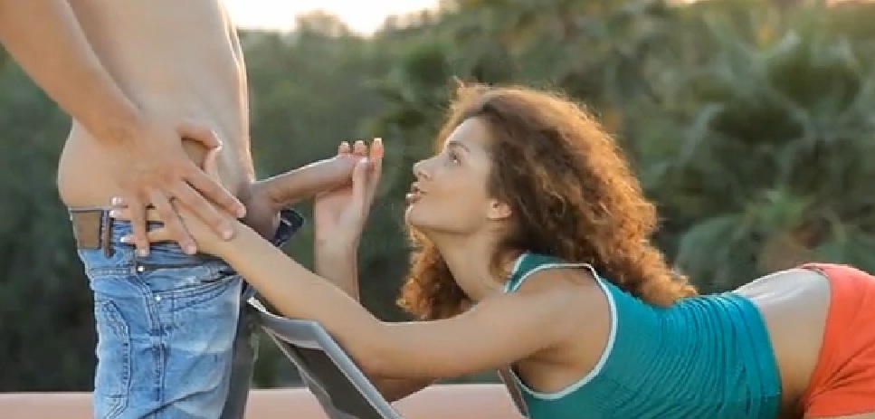 Curly hair outdoors